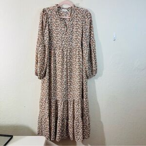 Carly Jean Los Angeles Cream Floral Maxi Dress